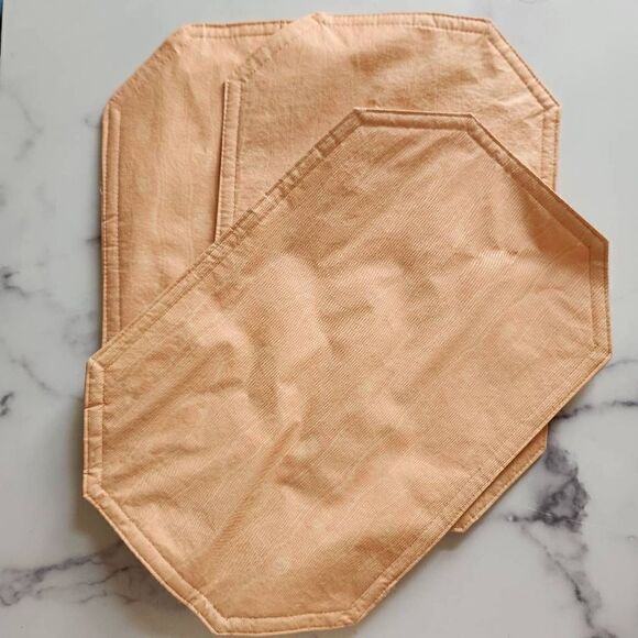 Vintage '90s table mats cream peach bundle of 3 easy clean octagon - Picture 1 of 5